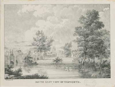टैमवर्थ - साउथ से दूर का दृश्य: लिथोग्राफ, एनडी [1796-1865] द्वारा एटिने ब्रूनो हमेल