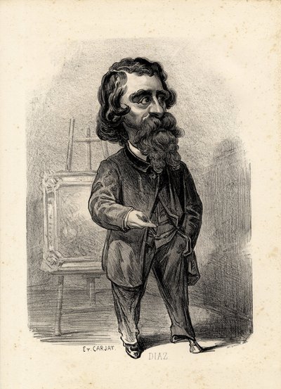 उड़ता हुआ पत्ता - एटिने कारजट द्वारा चित्रण (1826-1906): कला - चित्रकार कलाकार, डियाज़ नार्सिस डियाज़ डे ला पेना (1807-1876) द्वारा एटिने कारजाटा