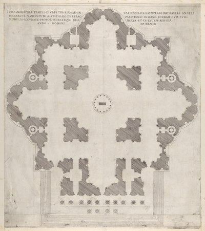 रोमन कांच शानदार: सेंट की योजना पीटर्स, 1569। द्वारा एटिने डुपेरासी