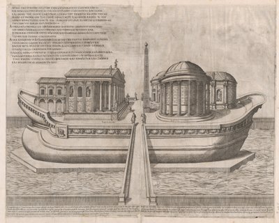 रोमन भव्यता का दर्पण: आइल ऑफ टाइबर पर मंदिर, 1582., 1582। द्वारा एटिने डुपेरासी