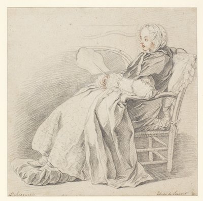 LAccouchée, c.1750 के लिए अध्ययन (कागज पर चाक) द्वारा Éतिने ज्यूरत