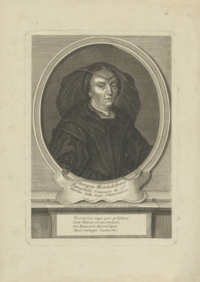 Portrait of Olimpia Maidalchini Pamphilj 1591-1657 , um 1700.  द्वारा एटिने जेहैंडियर डेसोचर्स