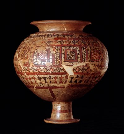 Etruscan सभ्यता: कब्र 3 से olla फूलदान, ब्यूकसियोस के नेक्रोपोलिस एक बिसेंजियो - 7 वीं ईसा पूर्व द्वारा इट्रस्केन