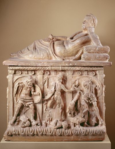 सिनेरी कलश, दूसरी शताब्दी ईसा पूर्व (पॉलीक्रोम के साथ टेराकोटा) द्वारा Etruscan Etruscan