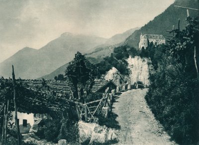 टायरॉल कैसल, मेरानो, दक्षिण टायरॉल, इटली, 1927 के साथ लैंडस्केप द्वारा यूजेन पोपेल