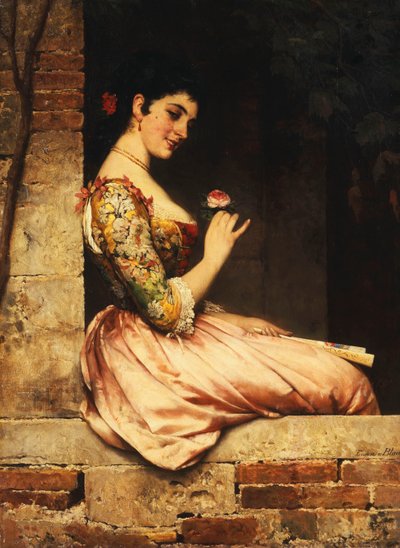 गुलाबी गुलाब, द्वारा Eugen von Blaas