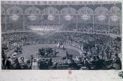 फ्रेंकोनी सर्कस, चैंप्स एलिसीज़, पेरिस, यूजीन लुई लामी (1800-1890) में हॉर्स शो, चार्ल्स मोट्रम (1807-1876) द्वारा उकेरा गया, जो पेरिस में समर और विंटर से लिया गया है द्वारा यूजीन लुई लामिया