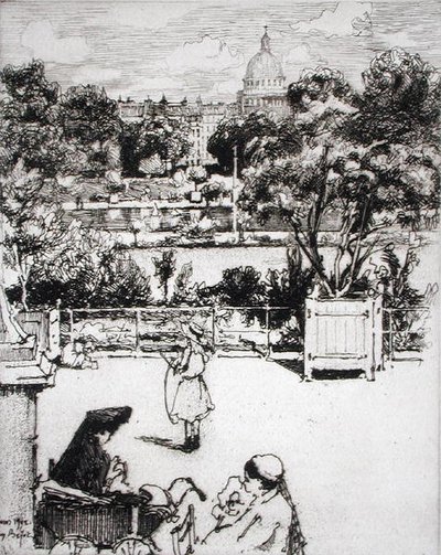 पेरिसियन पार्क, फ्रॉम द फर्स्ट टू द 20थ: द एरोनडिसेमेंट्स ऑफ पेरिस...', 1903 में प्रकाशित (नक़्क़ाशी) द्वारा यूजीन बियोट