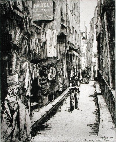पेरिस की सड़क, '1 से 20वीं तक: पेरिस की व्यवस्था...', 1903 में प्रकाशित (नक़्क़ाशी) द्वारा यूजीन बियोट