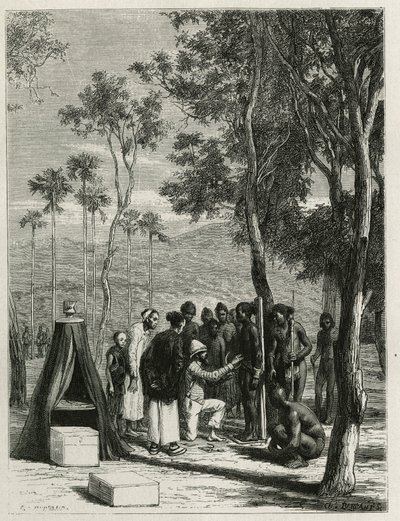1877 में टूर डू मोंडे में प्रकाशित डॉ. हरमंद द्वारा लाओस और इंडोचाइना की जंगली आबादी की कहानी को चित्रित करने के लिए डॉ. हरमंद ने स्वदेशी खास, एक एटोपु (लाओस) पर मानवशास्त्रीय मापन की प्रक्रिया की, जो यूजीन बर्नैंड द्वारा उकेरी गई थी। नीचे द्वारा यूजीन बर्नैंड