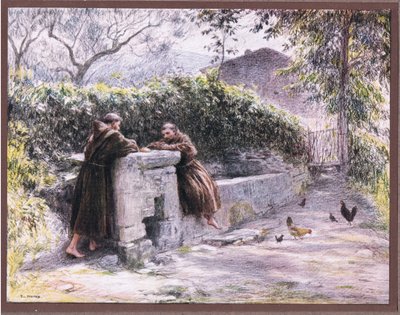 फव्वारे पर सेंट फ्रांसिस और फ्रायर मास्सियो का प्रतिनिधि। सेंट फ्रांसिस गरीबी की प्रशंसा करते हैं, 1919 द्वारा यूजीन बर्नैंड