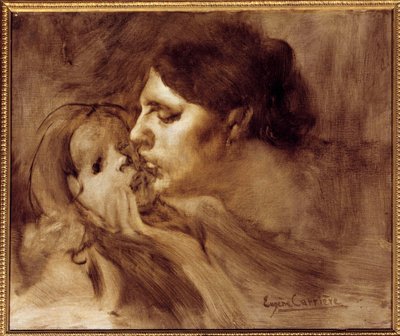 मातृ चुंबन यूजीन Carriere (1849-1906) 19 वीं सदी की चित्रकारी 0.46 x 0.55 मीटर पेरिस, मुसी डी 'ओरसे द्वारा यूजीन कैरिअर