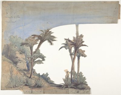 ओपेरा, पेरिस, 1828-90 में एक स्टेज सेट के लिए डिज़ाइन। द्वारा यूजीन सिसेरी
