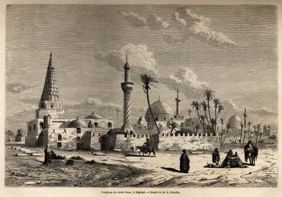 1840-1842 में मेसोपोटामिया की अपनी यात्रा को चित्रित करने के लिए, यूजीन फ़्लैंडिन (1809-1876) द्वारा चित्रित, बगदाद में शेख उमर का मकबरा। "" ले टूर डू मोंडे "" 1861 में उत्कीर्णन। सेल्वा का संग्रह। द्वारा यूजीन फ़्लैंडिन