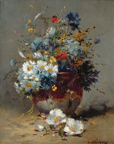 Daisies और कॉर्नफ्लॉवर द्वारा Eugene Henri Cauchois