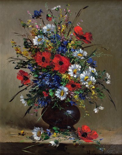 खसखस और Daisies द्वारा Eugene Henri Cauchois