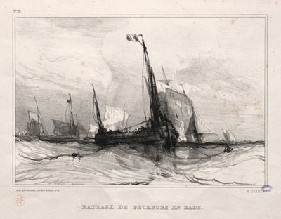 1836 में एंकर में मछली पकड़ना। द्वारा यूजीन इसाबे