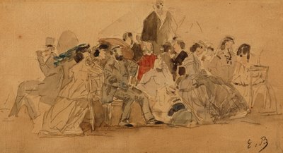 समुद्र तट पर दोपहर, c.1865 द्वारा यूजीन लुई बौडिन