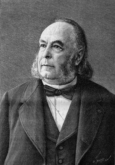 एडमंड फ्रैमी का पोर्ट्रेट (1814-1894), फ्रांसीसी रसायनज्ञ (यूग पिरो द्वारा एक तस्वीर से)। "" प्रकृति में उत्कीर्णन: विज्ञान और कला और उद्योग के लिए उनके अनुप्रयोगों की समीक्षा "" फरवरी 10 द्वारा यूजीन पिरौ