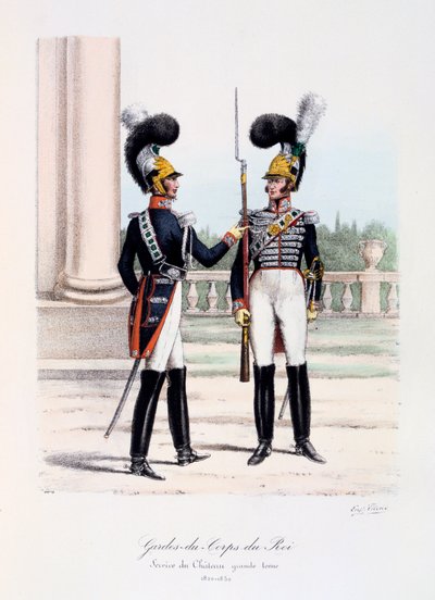 किंग्स बॉडीगार्ड्स, चाटेउ सेवा, पूर्ण पोशाक, 1820-30 द्वारा यूजीन टिटेक्स