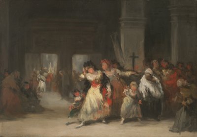 चर्च के अंदर, c.1860-66 (टिन प्लेट पर तेल) द्वारा यूजेनियो लुकास वेलज़कज़