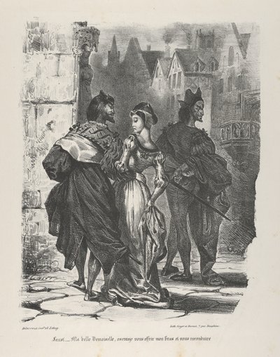 फॉस्ट ट्राईंग टू सिड्यूस मारगुएराइट गोएथे, फॉस्ट, 1825-27।, 1825-27। द्वारा यूजीन डेलाक्रोइक्स