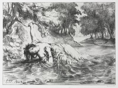 हेमलेट: द डेथ ऑफ ओफेलिया, 1843। द्वारा यूजीन डेलाक्रोइक्स