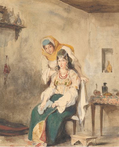 सादा, इब्राहीम बेन-चिमोल की पत्नी और उनकी बेटियों में से एक प्रीसियादा, 1832। द्वारा यूजीन डेलाक्रोइक्स