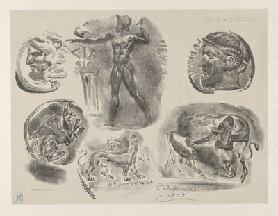 छह यूनानी सिक्कों का अध्ययन, 1825, 1825। द्वारा यूजीन डेलाक्रोइक्स