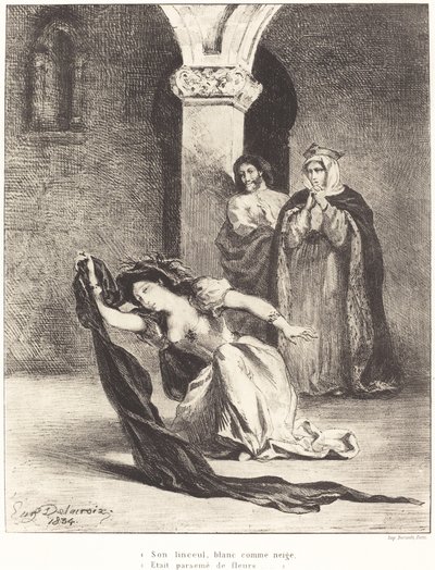 ओफेलिया अधिनियम IV का गीत, दृश्य V, 1834। द्वारा यूजीन डेलाक्रोइक्स
