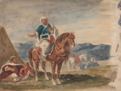 एक शिविर में तीन अरब घुड़सवार, 1832-37। द्वारा यूजीन डेलाक्रोइक्स