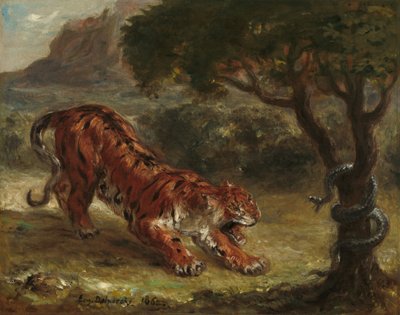 टाइगर एंड स्नेक, 1862। द्वारा यूजीन डेलाक्रोइक्स