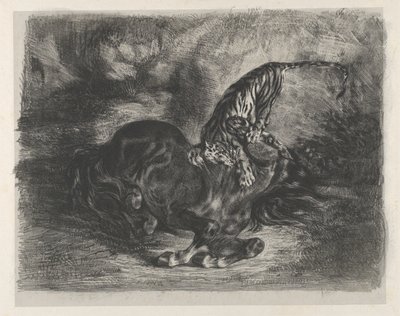 टाइगर द्वारा फेल किया गया जंगली घोड़ा, 1828, 1828। द्वारा यूजीन डेलाक्रोइक्स
