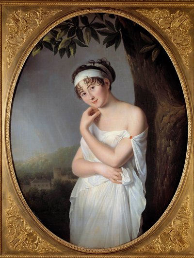 मैडम जूलियट रिकैमियर (1777-1849) का पोर्ट्रेट, यूली मोरिन (1765-1837) 1799 द्वारा नी जीन-फ्रैंकोइस बर्नार्ड पेंटिंग। मंद। 1.15x0.87 मीटर। द्वारा यूलाली मोरिन