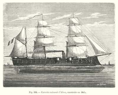 अल्मा बख़्तरबंद कार्वेट, 1865 में निर्मित (उत्कीर्णन) द्वारा यूरोपीय स्कूल