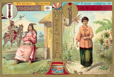 Iroquois और जावानीस महिलाएं (क्रोमोलिथो) द्वारा यूरोपीय स्कूल