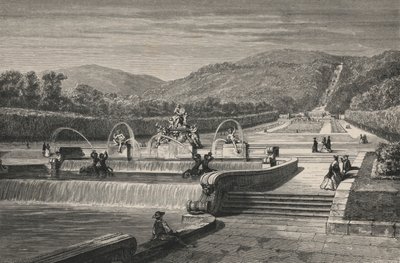 ला पीस ऑफ वॉटर एंड द वॉटरफॉल इन कैसर्टा (उत्कीर्णन) द्वारा यूरोपीय स्कूल