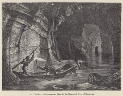 वैतरणी नदी, केंटकी की विशाल गुफा में एक भूमिगत नदी (उत्कीर्णन) द्वारा यूरोपीय स्कूल