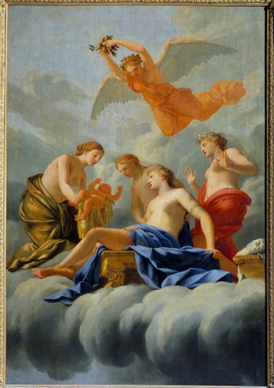 लव वीनस का जन्म कामदेव को जन्म देता है। Eustache Le Sueur (1617-1655) 17वीं सदी के सूर्य की कार्यशाला से पेंटिंग। 1,82x1,25 मी. द्वारा Eustache (का स्टूडियो) Le Sueur