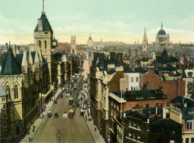 सेंट क्लेमेंट डेन्स से कानून न्यायालयों को दिखाते हुए देखें, c1900s। द्वारा आइरे और स्पोटिसवोड