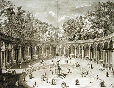 जेरार्ड जीन-बैप्टिस्ट स्कॉटिन (1671-1716) द्वारा उकेरी गई 'लेस प्लान्स, प्रोफाइल्स एट एलिवेशन्स डेस विले एट चेटो डे वर्साय' से कोलोनेड, वर्साय, c.1715 (उत्कीर्णन) प्रकाशित द्वारा एफ। (बाद में) Delamonce