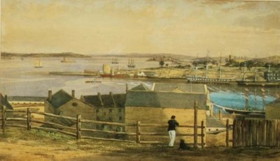 सर्कुलर क्वे, सिडनी, c.1870 (वाटरकलर) द्वारा एफ। हालस्टेड