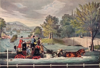 बाढ़ में मेल कोच, c1827, 1904 द्वारा एफ रोसेनबर्ग