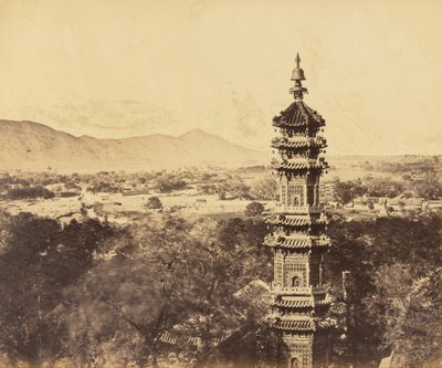 समर पैलेस का दृश्य। युआन मिंग युआन पगोडा। बर्निंग से पहले, पेकिन, 18 अक्टूबर, 1860 द्वारा फेलिस बीटो