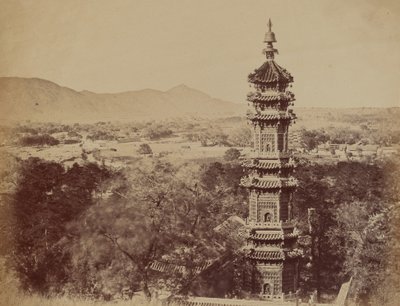 समर पैलेस यूएन मिन यूएन, पेकिन का दृश्य, पैगोडा दिखाते हुए..., अक्टूबर 1860, 1860। द्वारा फेलिस बीटो