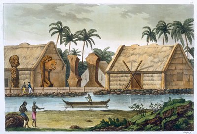 कायाकाकू, सैंडविच द्वीप समूह में तमहामाह का मकबरा, c1820-1839 द्वारा फेलिस कैम्पी