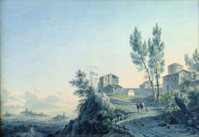 कैसल ऑफ़ लोरेंजेटो, कास्टैग्नेटो, 1803 (wc पेपर पर) द्वारा फेलिस मैरी फर्डिनेंड स्टॉरेली