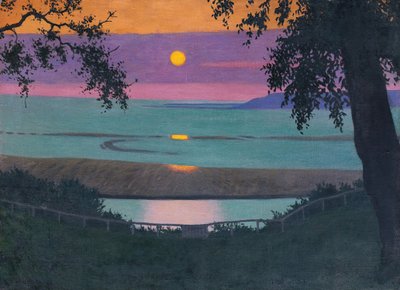 सनसेट एट ग्रेस, ऑरेंज एंड वायलेट स्काई, 1918। द्वारा Felix Edouard Vallotton