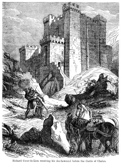 किंग रिचर्ड I 1157-1199, 19 वीं शताब्दी के चालुज के महल से पहले अपनी मृत्यु का घाव प्राप्त कर रहा था। द्वारा फेलिक्स हेनरी इमैनुएल फिलिपोटॉक्सो
