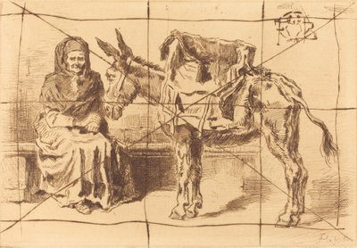 Cacoletière Assise Seated Woman and Ass, 1875. द्वारा फेलिक्स हिलैरे बुहोट
